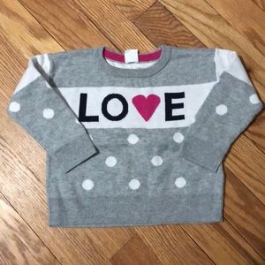 Baby Gap gray sweater with word Love in front
